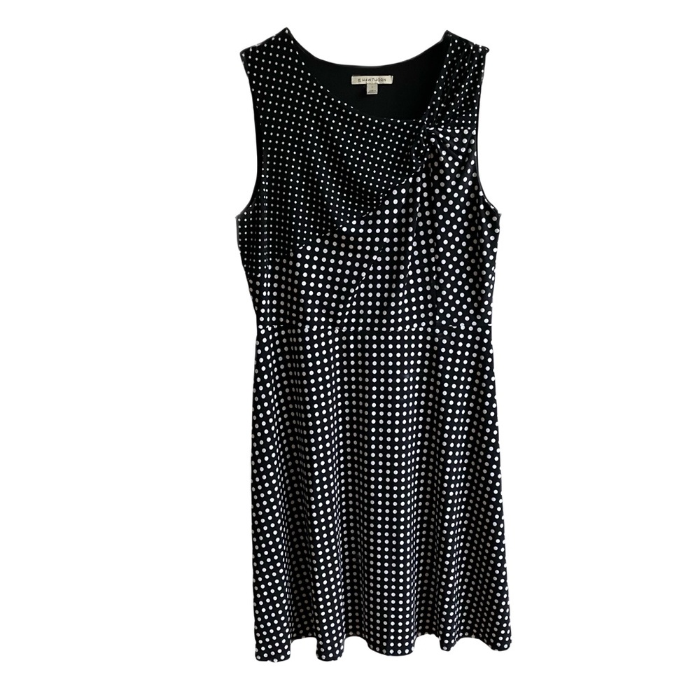 41 Hawthorn Midi Dress Size L Black White Draped Jersey Sleeveless Office Sheath